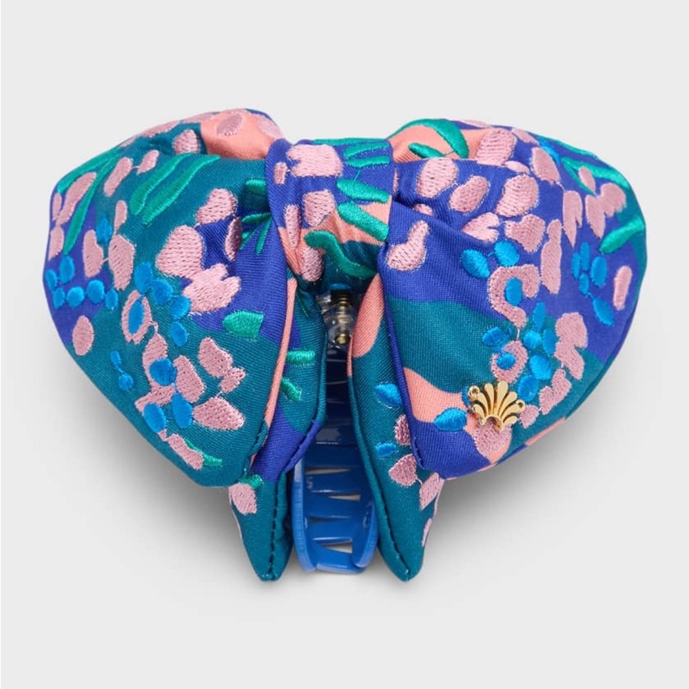 NWOT - Lele Sadoughi "Simone" embroidered bow claw clip